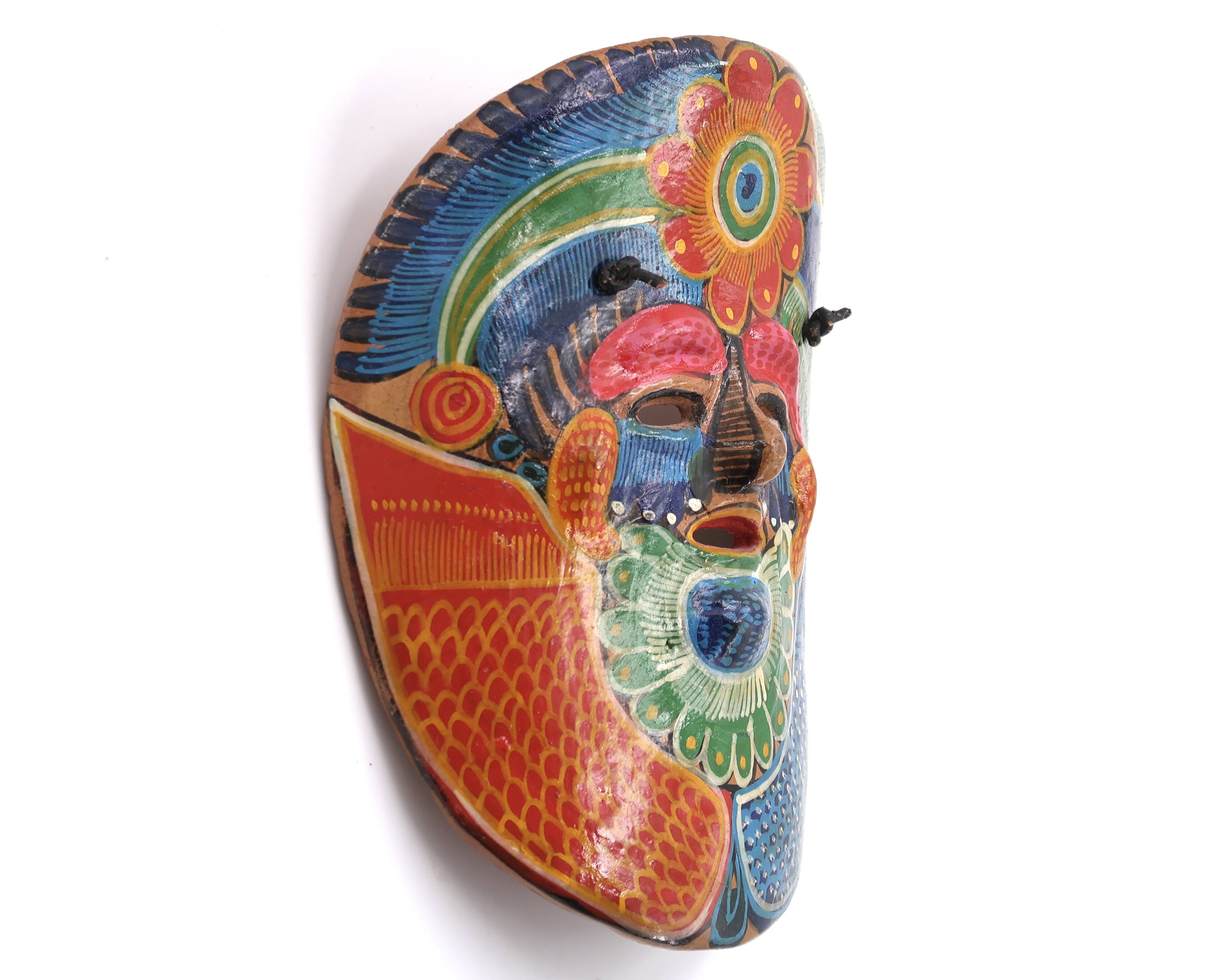 Colorful Mexican terracotta mask, 1970s