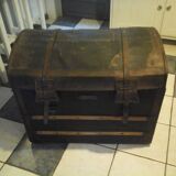 Leather travel trunk