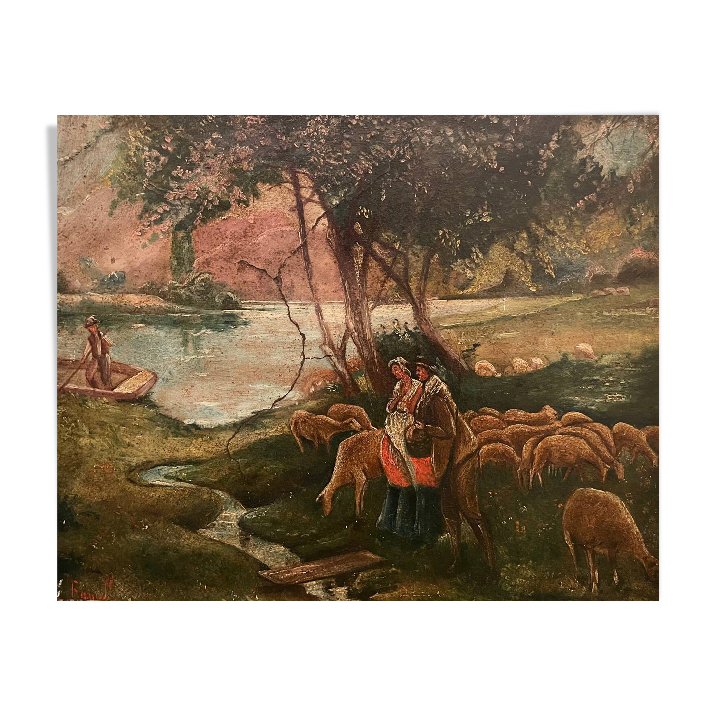 Animated landscape, couple of shepherds, Pietro Fancelli, late 18th, early 19th century