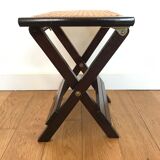 Wood and caning folding stool
