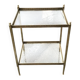 Table d'appoint deux niveaux Hollywood Regency en laiton doré et plateau verre transparent 1960s