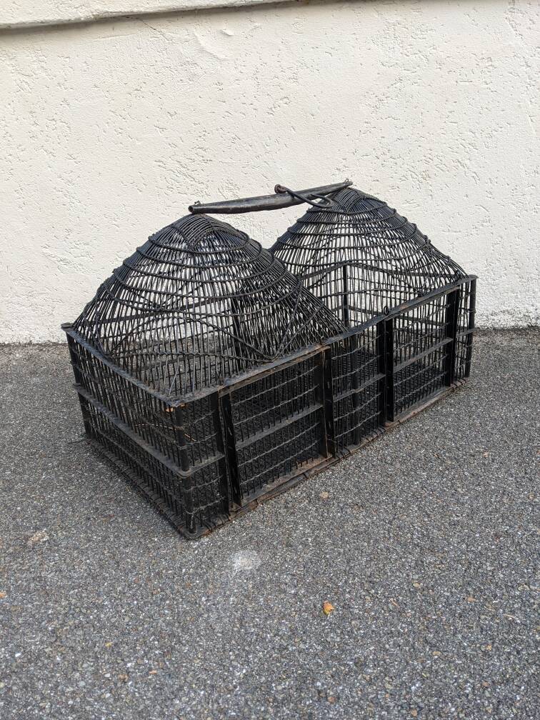 Double bird cage black iron old country decoration ethnic domes