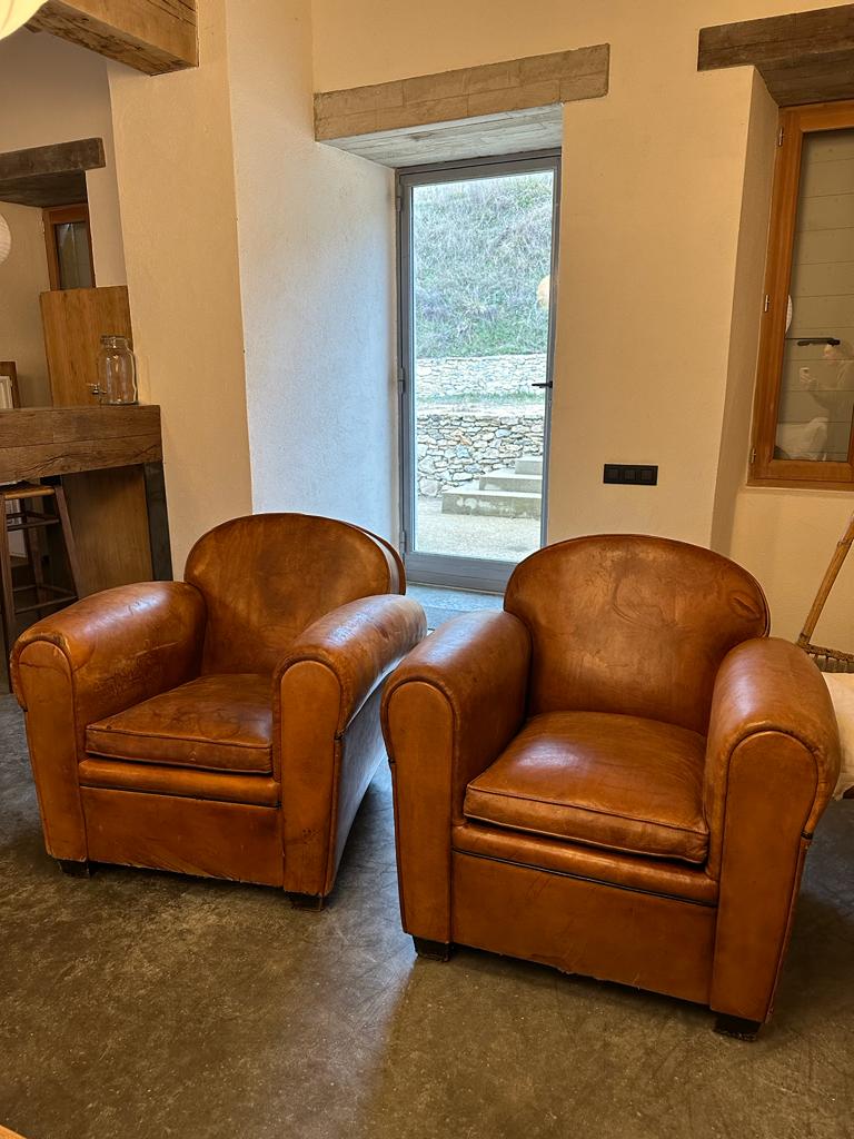 Leather club armchairs