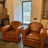 Leather club armchairs