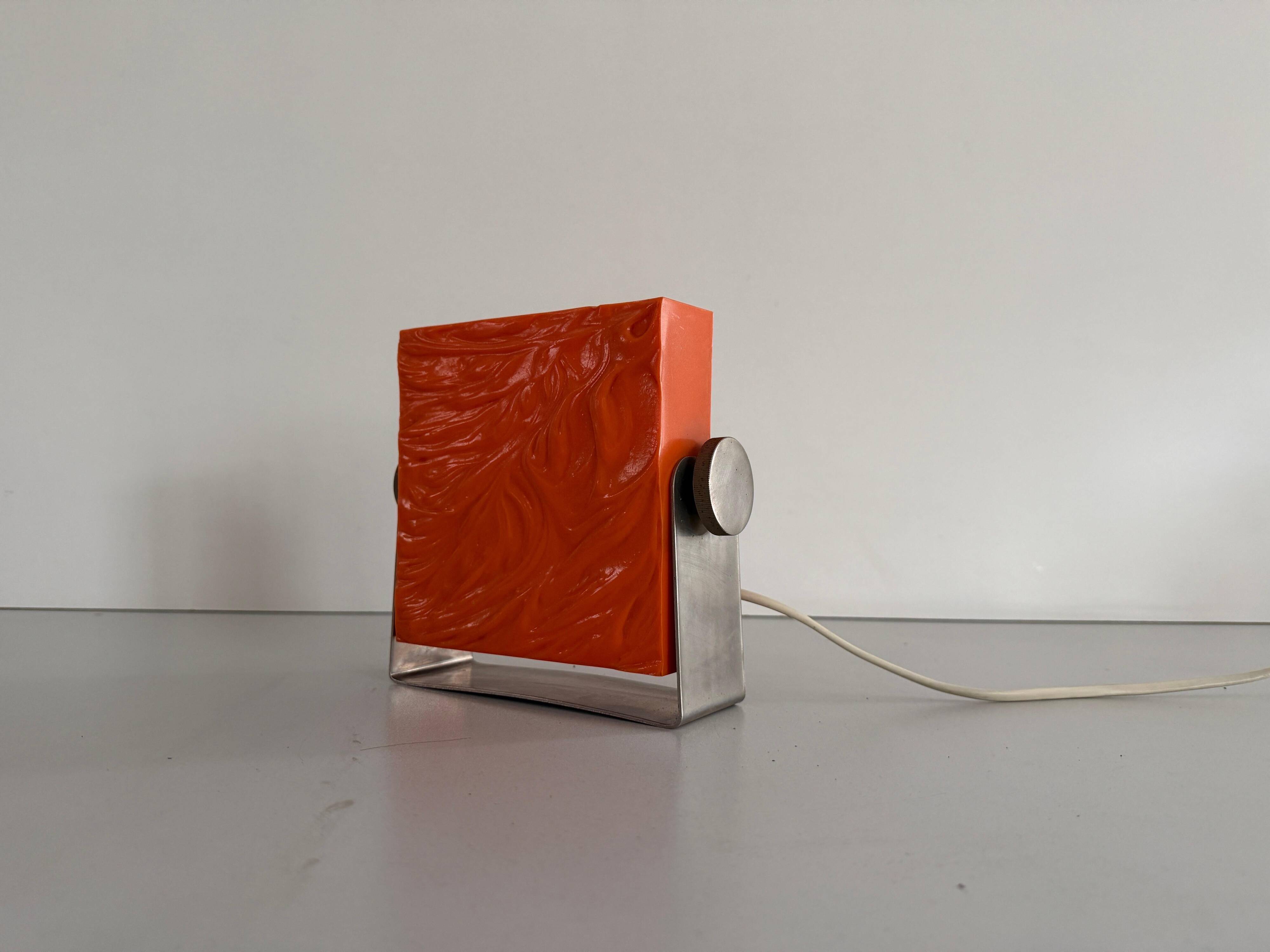 Orange Pop Art ambient night lamp in plexiglass by Uwe Mersch Design, 1970s, Germany.