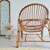 Rattan basket armchair, 1960s