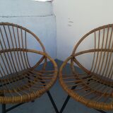 Pair of rattan basket armchairs