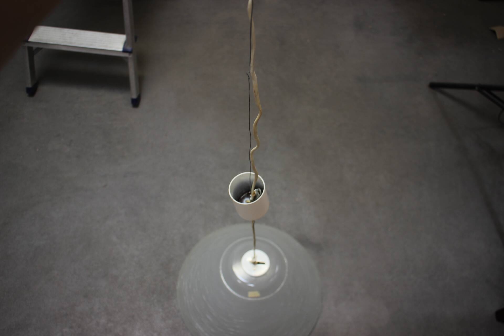 Vintage textured white glass pendant lamp from the 1970s.