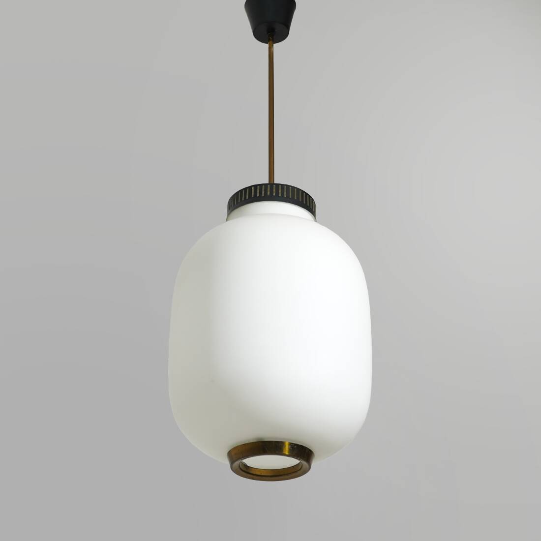Chandelier in white opaline glass and brass, 1950s