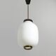 Chandelier in white opaline glass and brass, 1950s