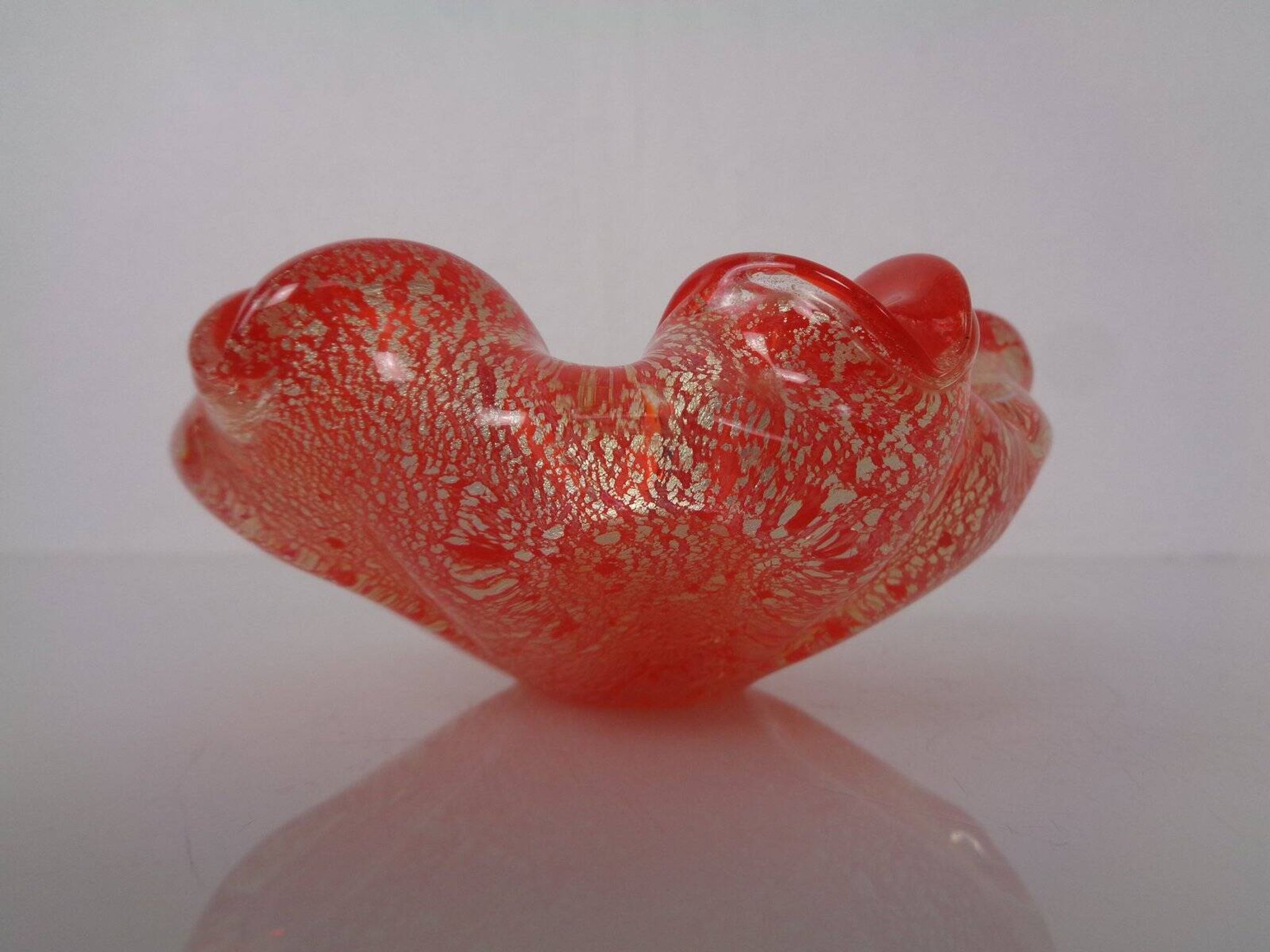 Red & Silver Murano Glass Ashtray by Barovier & Toso, Italy, 1960s