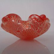 Red & Silver Murano Glass Ashtray by Barovier & Toso, Italy, 1960s