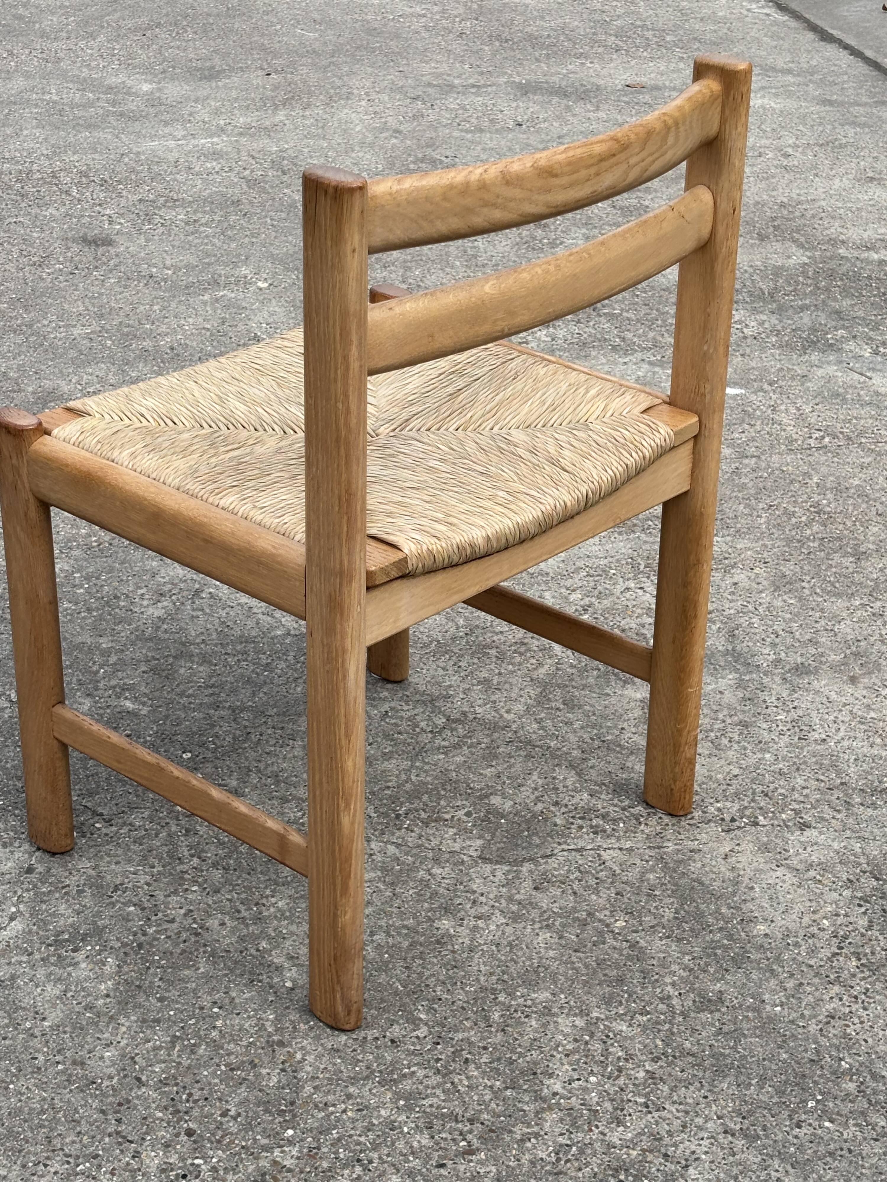 Vintage dining chairs set of 6 oak and rattan design minimalist design