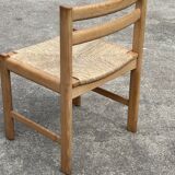 Vintage dining chairs set of 6 oak and rattan design minimalist design