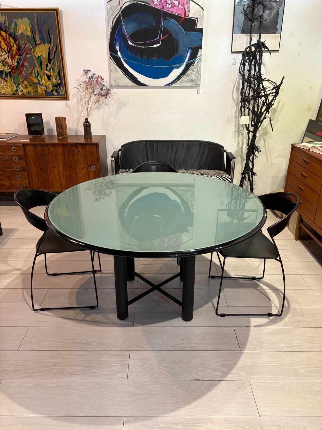 Glass dining table, 1980