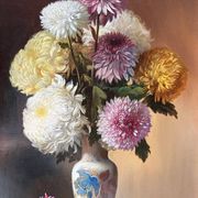 “Fleurs” tableau russe, signé Askerov Rafik A