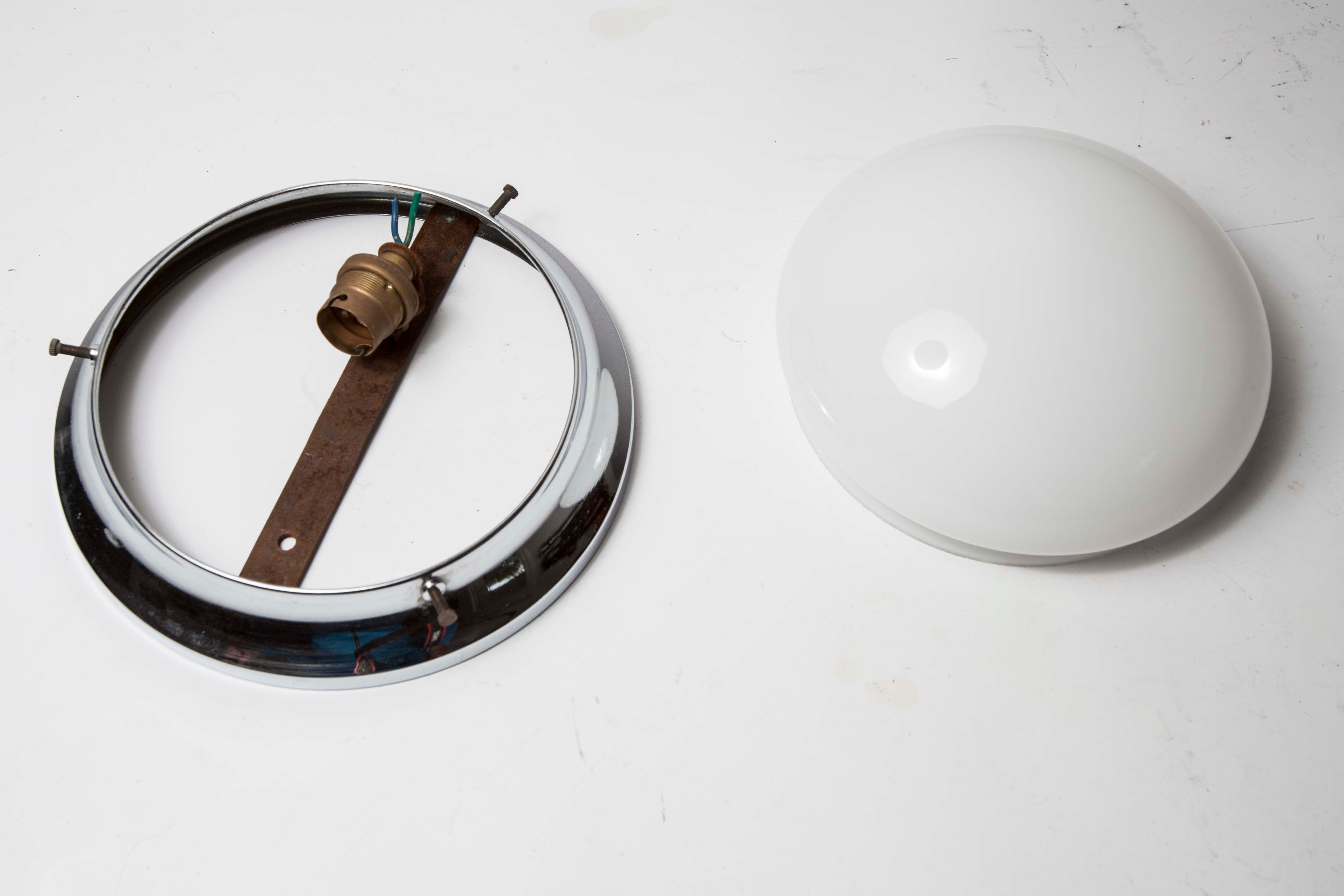 Opaline and chrome ceiling light  60s