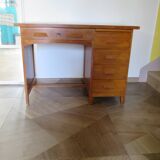 Vintage modernist desk - 5 drawers - shelf - 1950s - closure mechanism