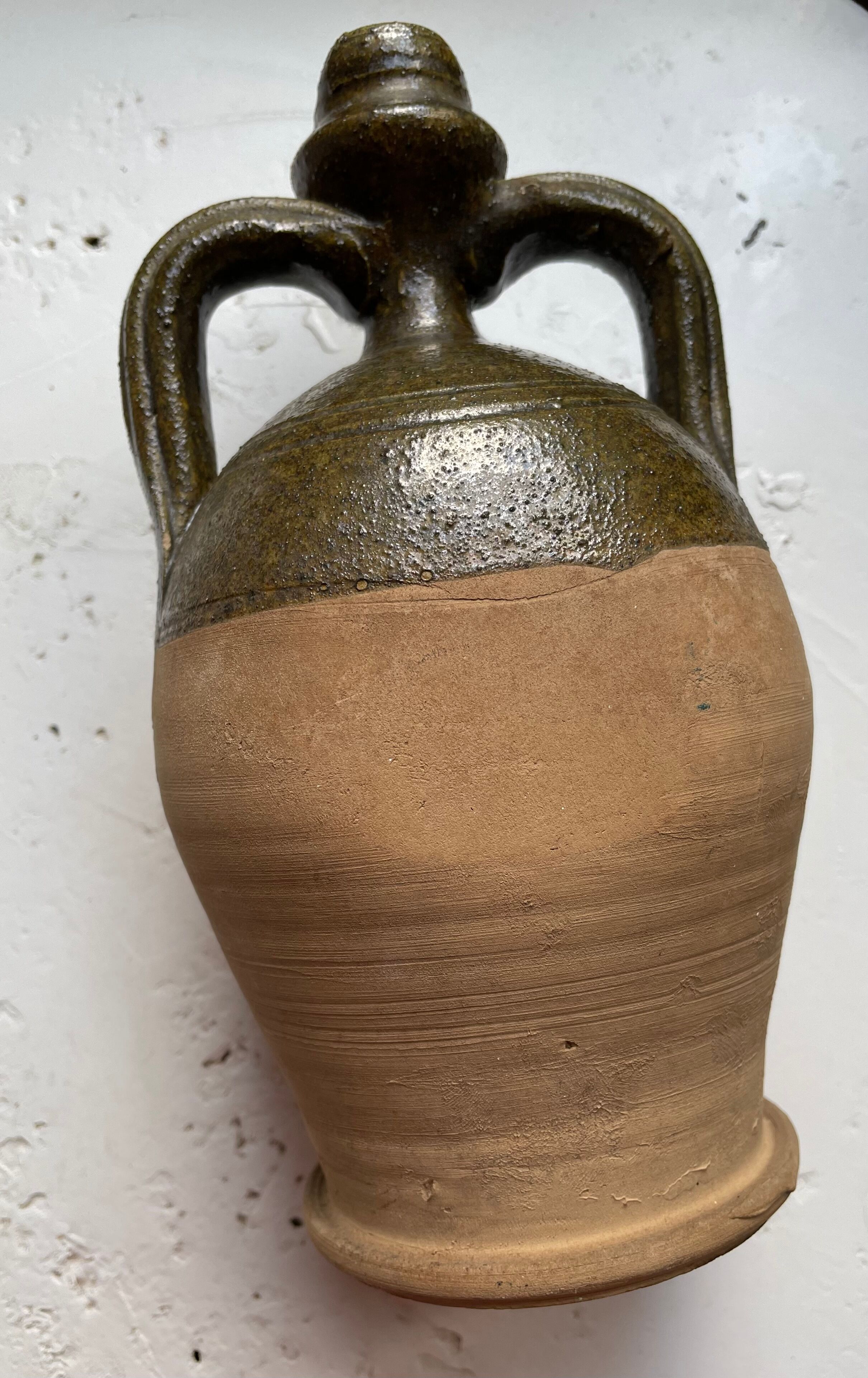 Persimmon glazed terracotta oil jar
