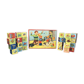 Ancien jeu de cubes alphabet
