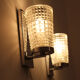 Wall lamps in worked glass and chromed metal, Italy 70's