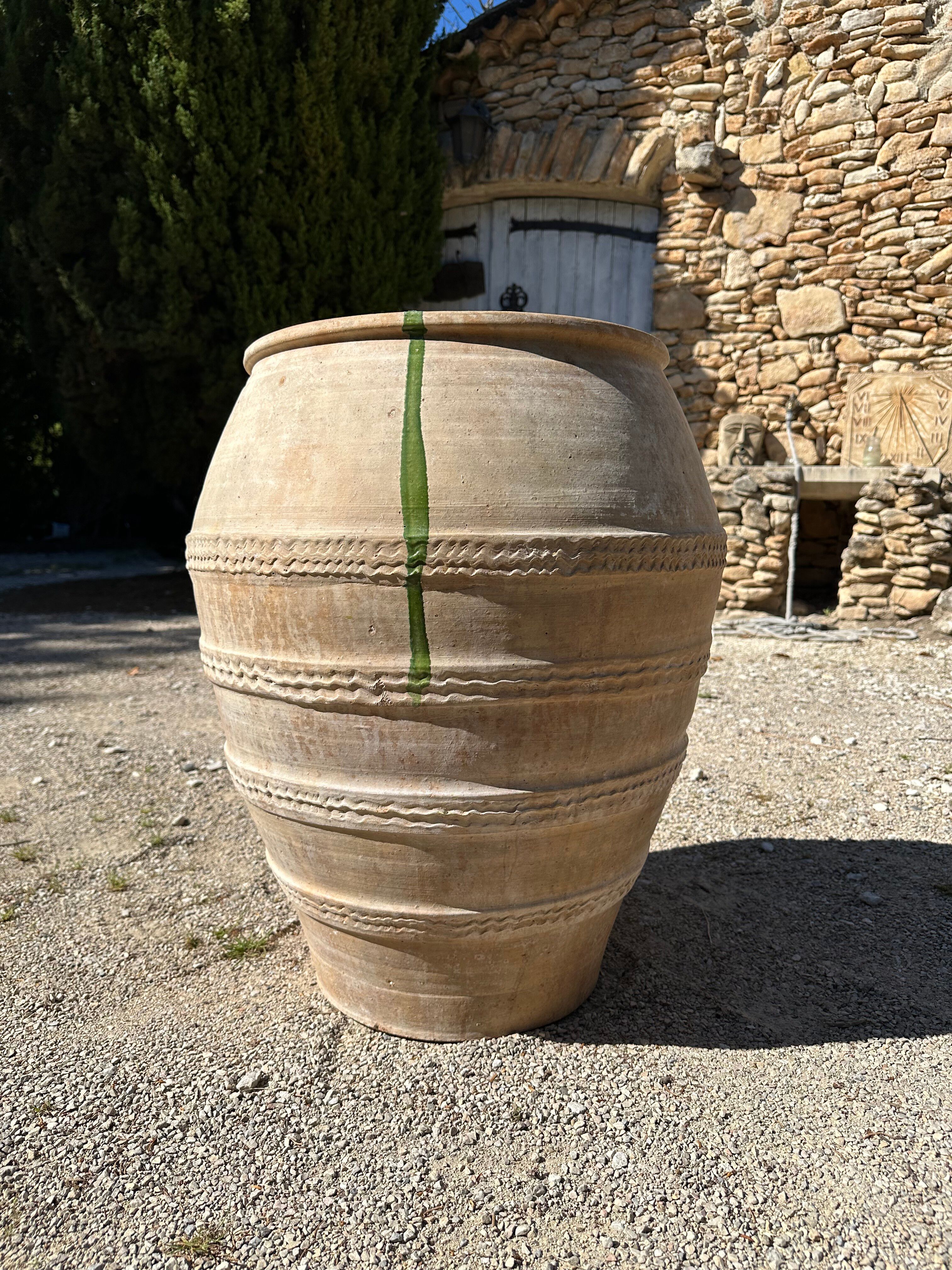 Ancient terracotta pottery jar from the 19th century.