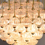 Venini mid century italian flushmount murano glass bubbles and brass chandelier