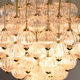 Venini mid century italian flushmount murano glass bubbles and brass chandelier