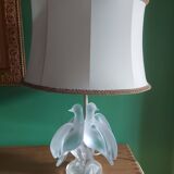 Crystal lamp Lalique with two doves model Ariane