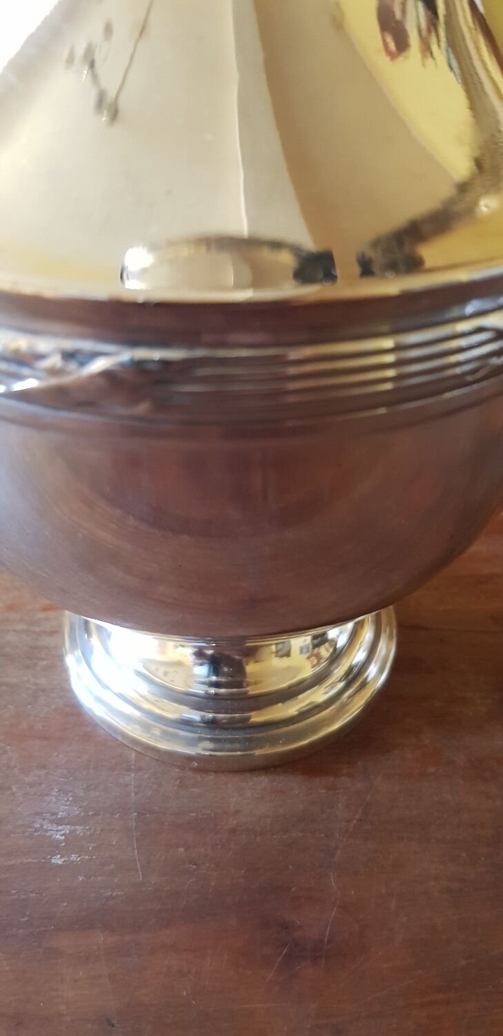 19th century teapot and sugar bowl. Silver metal hallmark.