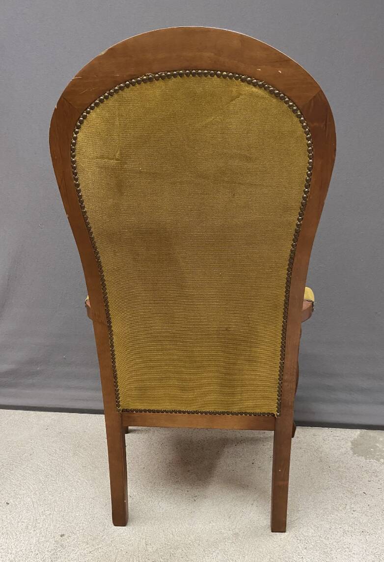 Voltaire armchair yellow velvet 19th century mahogany