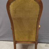 Voltaire armchair yellow velvet 19th century mahogany