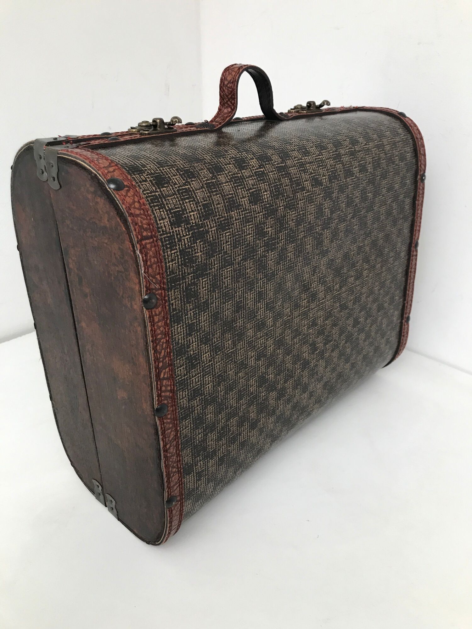 Wooden suitcase leather and metal 60s