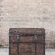 Chest or travel trunk in wood and wrought iron, 18th century