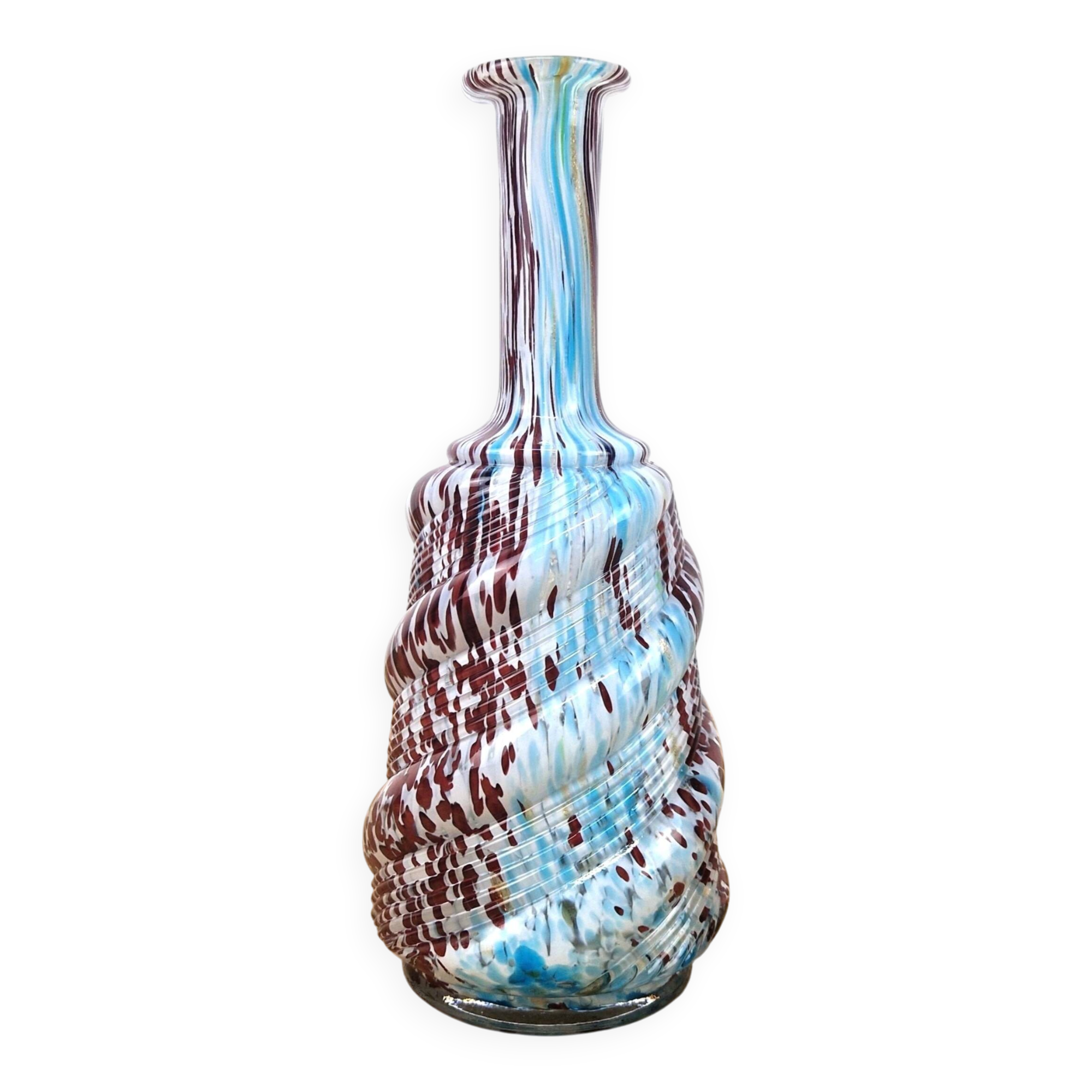 Art Nouveau carafe with twisted and variegated decoration by Legras