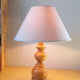 Scandinavian turned wooden lamp 60s