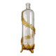 French Art Nouveau Uranium Glass Bottle with Applied Amber Leaves, c. 1900