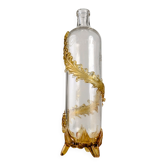 Bouteille en verre uranium Art Nouveau français avec feuilles ambre appliquées, vers 1900