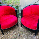 Pair of "barrel" armchairs