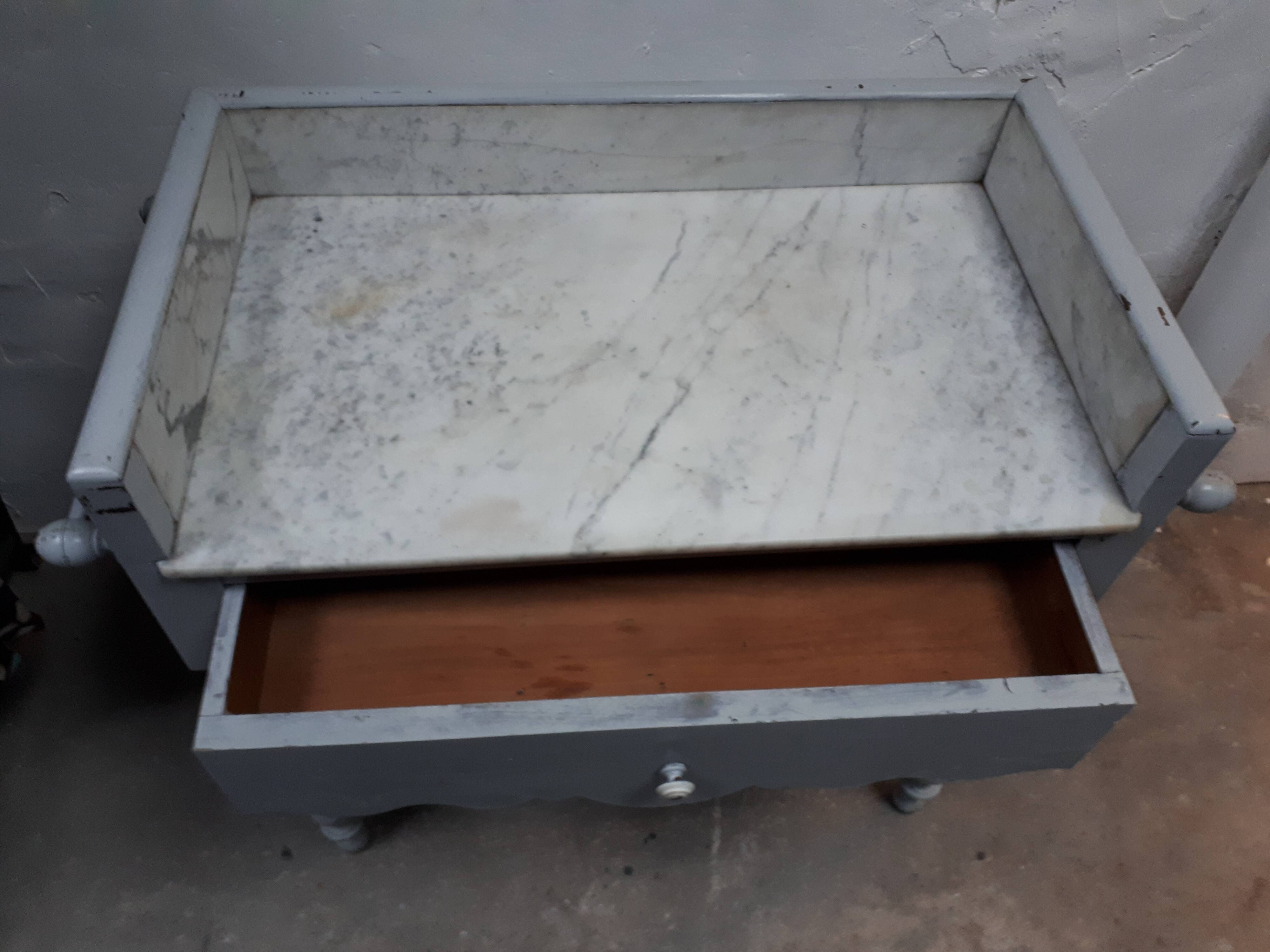Old shelf shelf drawer gray marble tray 1900