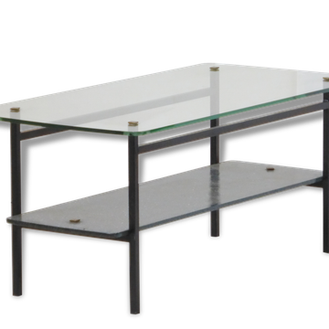 Table low 1950 metal double glass vintage 50's rockabilly coffee table