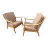 Scandinavian style armchairs blond wood 60s