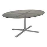 Dining table in glass, aluminum and chrome steel