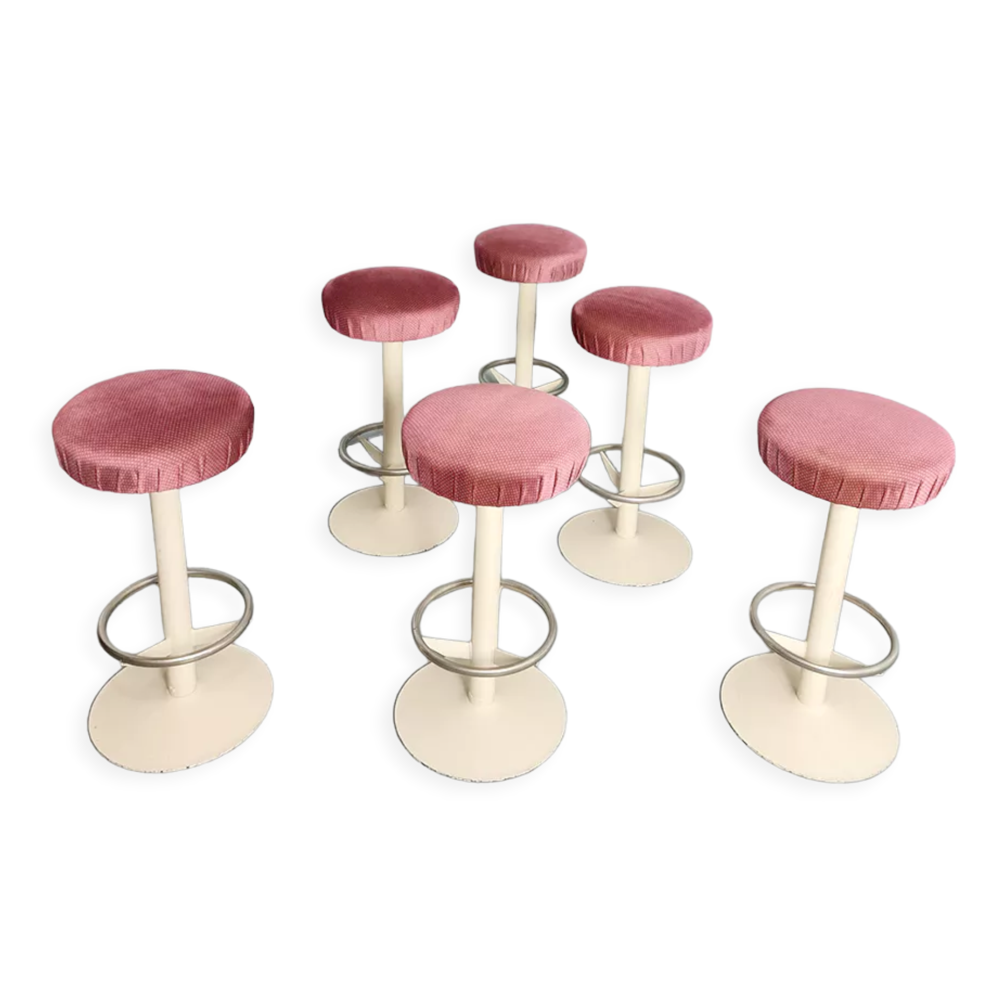 Midcentury design industrial barstools 'perfect pink'