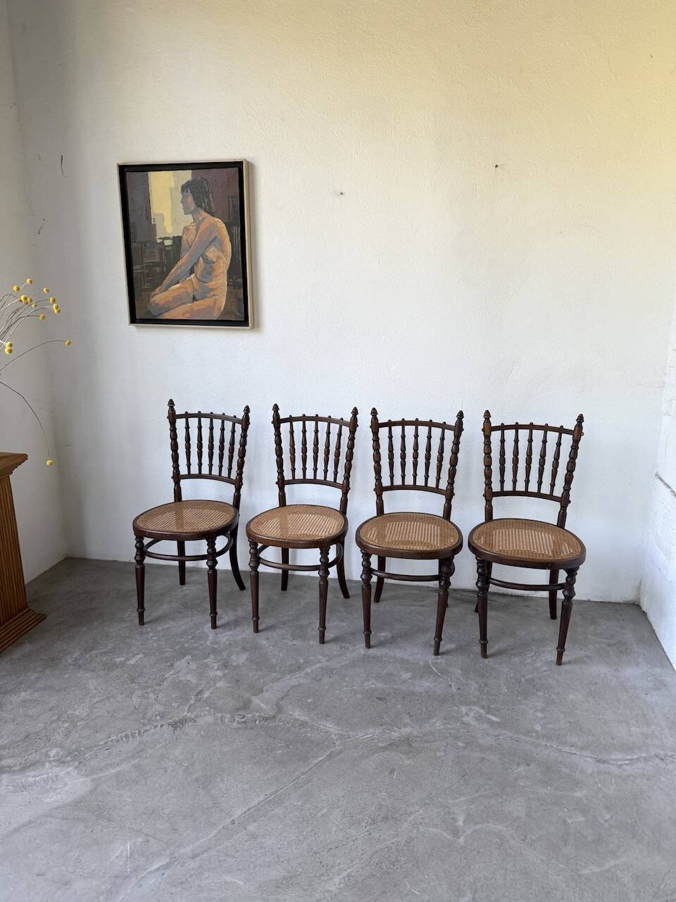 Set of 4 Fischel cane bistro chairs n019