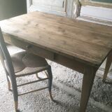 Farmhouse table with raw wood drawer