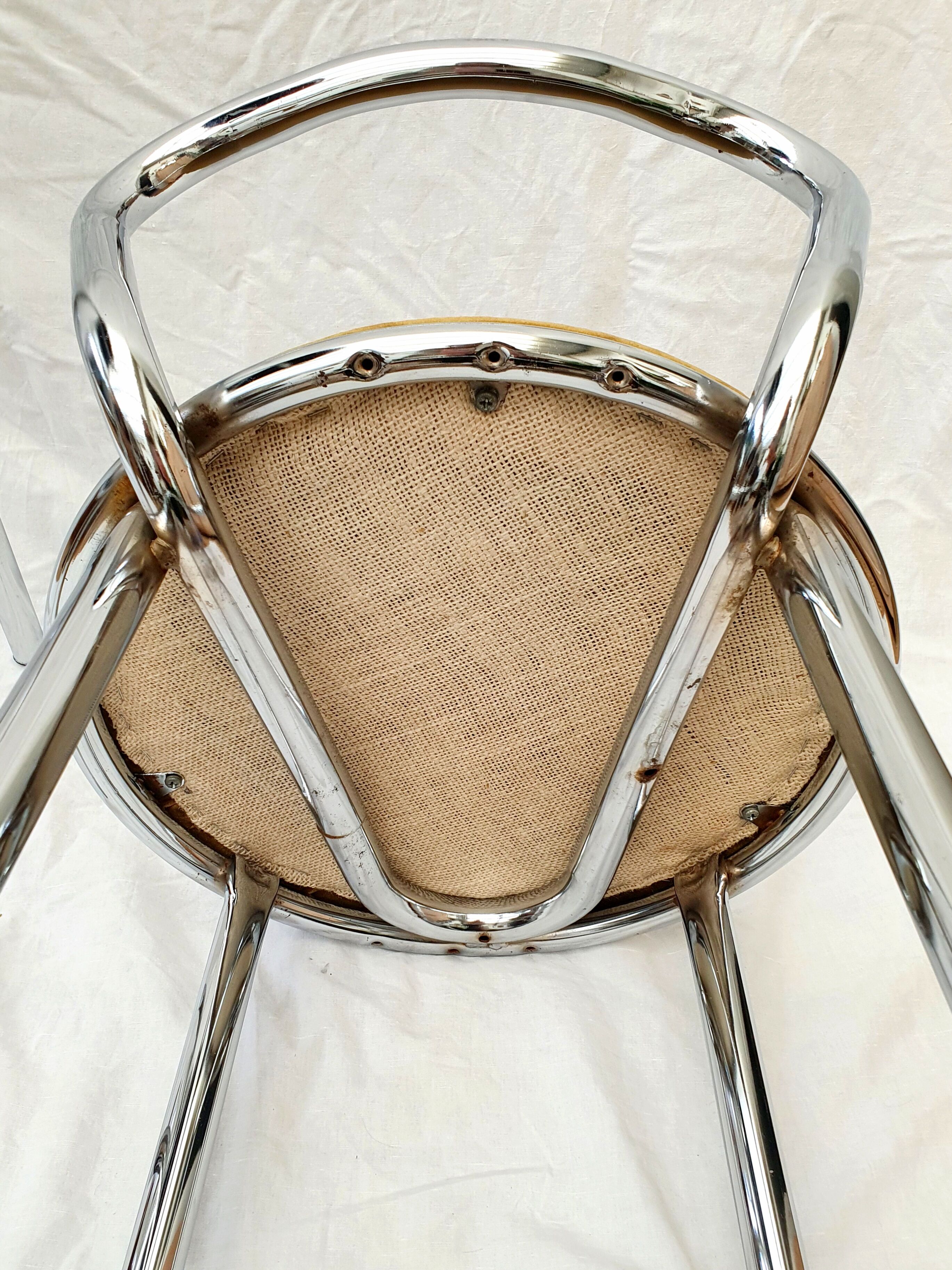 Paire de tabourets de bar en métal chromé velours Rodet