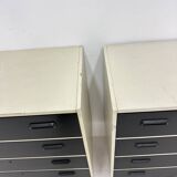 Set of 2 black and white chests of drawers, 1970s