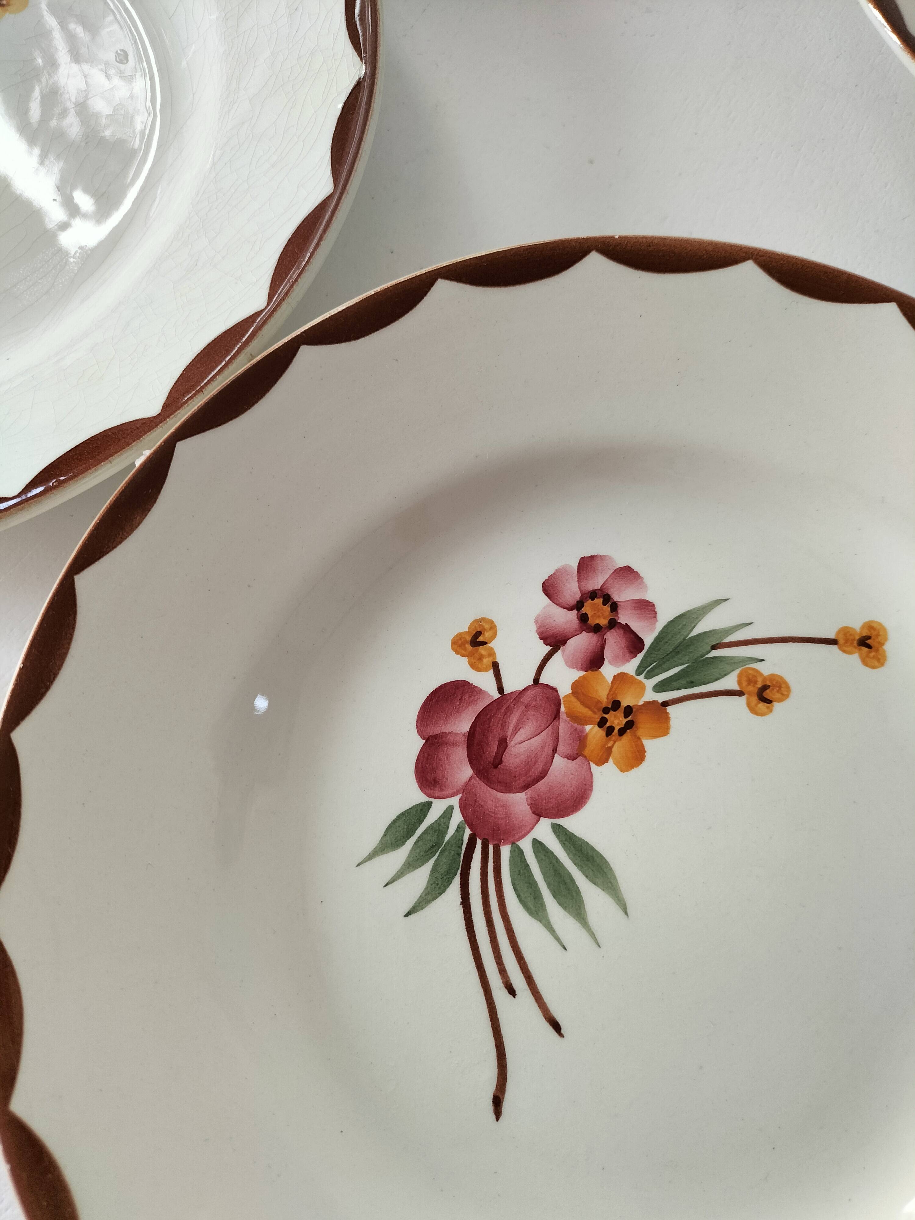 6 dessert plates HBCM Montereau model Huguette