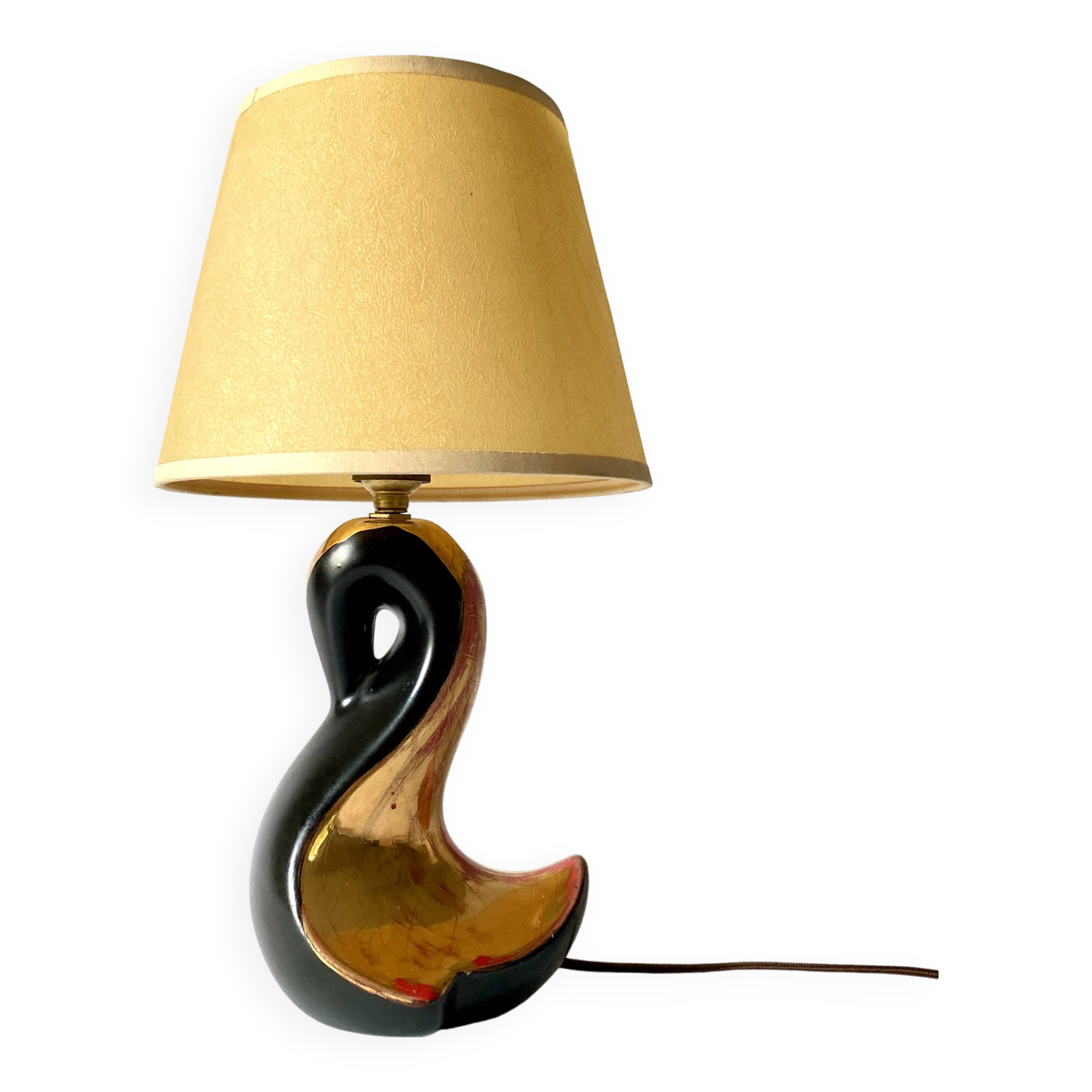 Earthenware lamp, 2 M fabric cable, paper lampshade